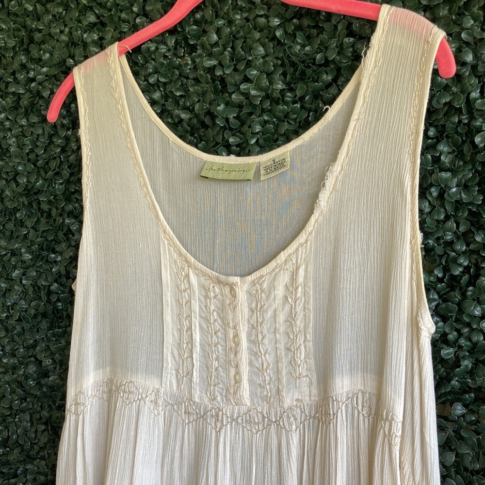 90s/ vtg Anthropologie tiered prairie babydoll dress - Picture 4 of 16